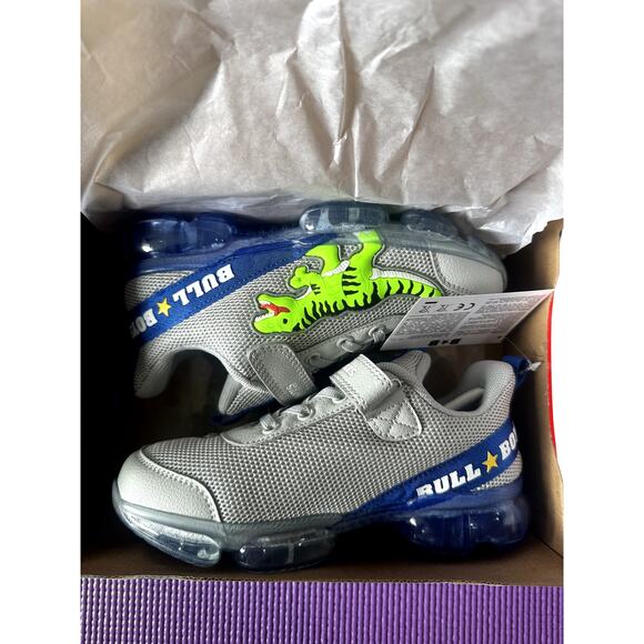 Bull Boys T-Rex Boy Sneakers Dinosaurs Size 9.5 US Grey Blue Light-Up Velcro NEW - Picture 12 of 16